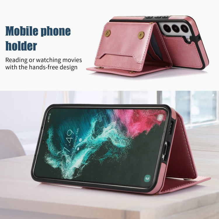 For Samsung Galaxy S21 Three-fold RFID Leather Phone Case with Lanyard