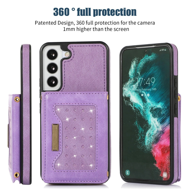 For Samsung Galaxy S21 Three-fold RFID Leather Phone Case with Lanyard