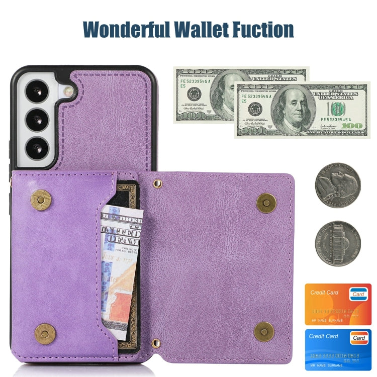 For Samsung Galaxy S21 Three-fold RFID Leather Phone Case with Lanyard
