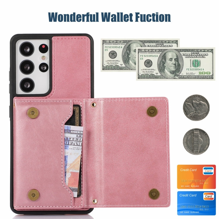 For Samsung Galaxy S21 Ultra Three-fold RFID Leather Phone Case with Lanyard