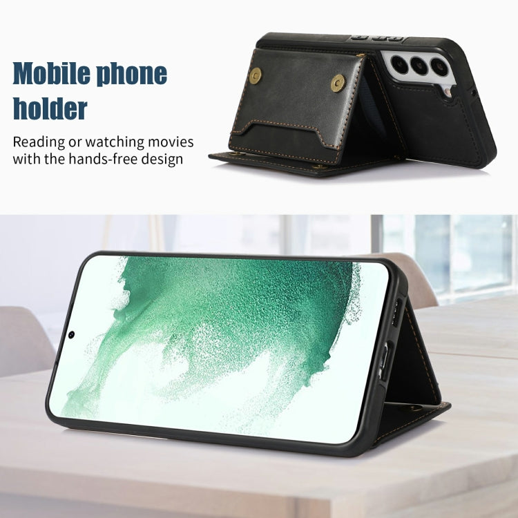 For Samsung Galaxy S21+ Three-fold RFID Leather Phone Case with Lanyard