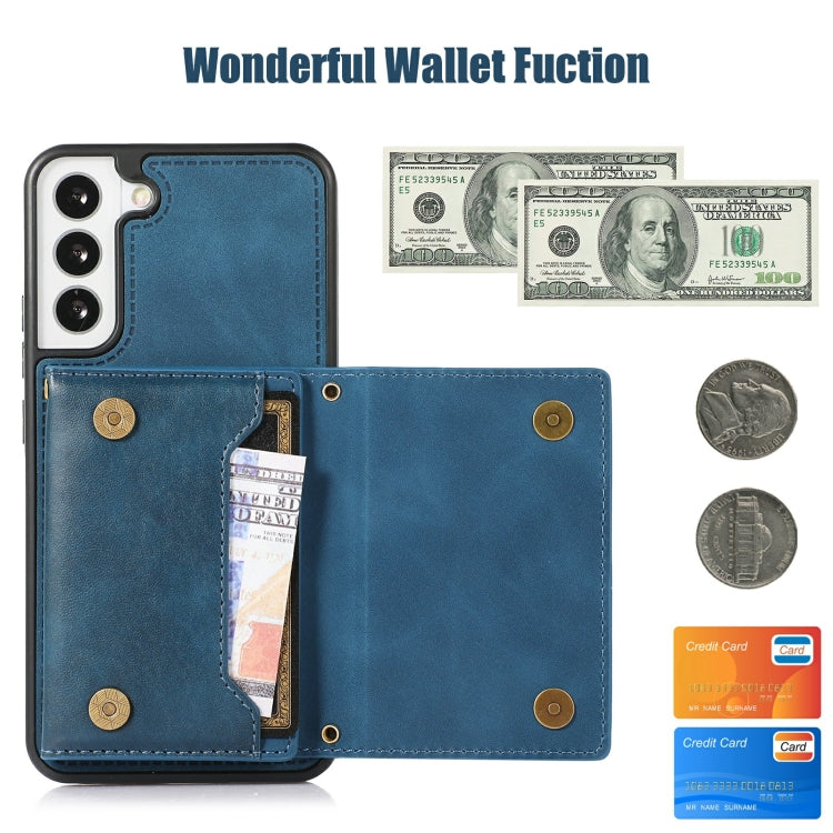 For Samsung Galaxy S21+ Three-fold RFID Leather Phone Case with Lanyard