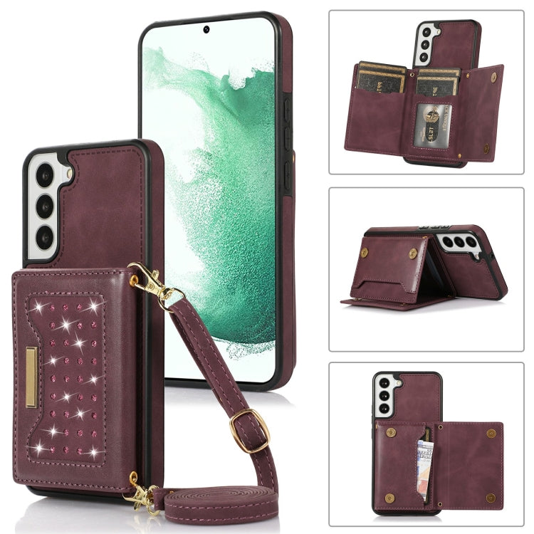 For Samsung Galaxy S21+ Three-fold RFID Leather Phone Case with Lanyard