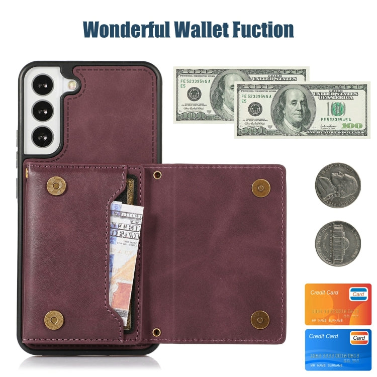 For Samsung Galaxy S21+ Three-fold RFID Leather Phone Case with Lanyard