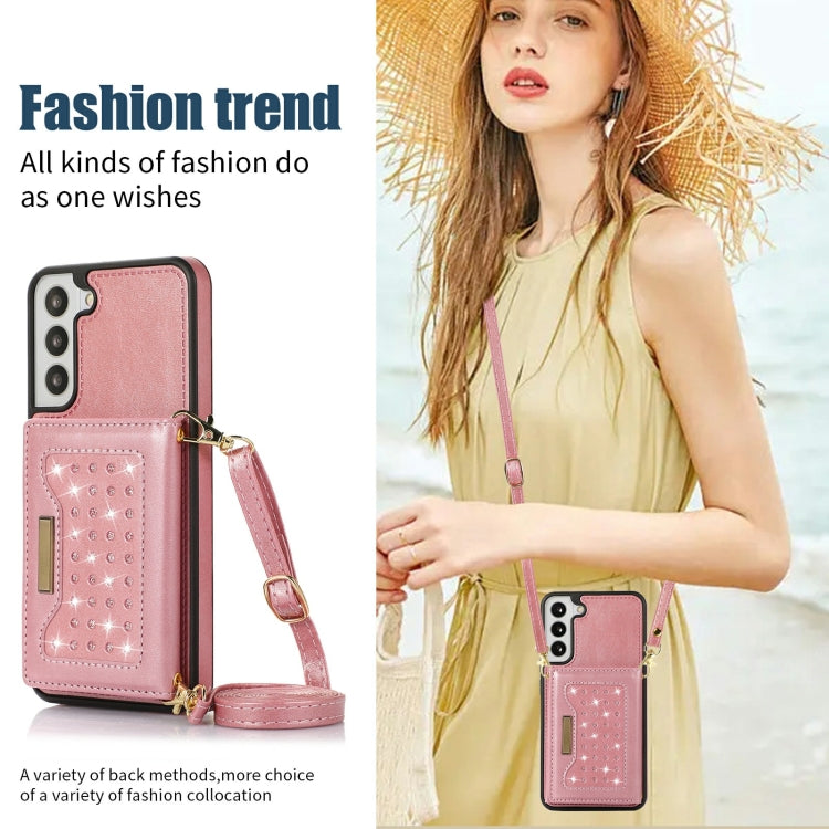 For Samsung Galaxy S21+ Three-fold RFID Leather Phone Case with Lanyard
