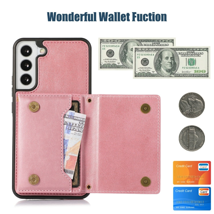 For Samsung Galaxy S21+ Three-fold RFID Leather Phone Case with Lanyard