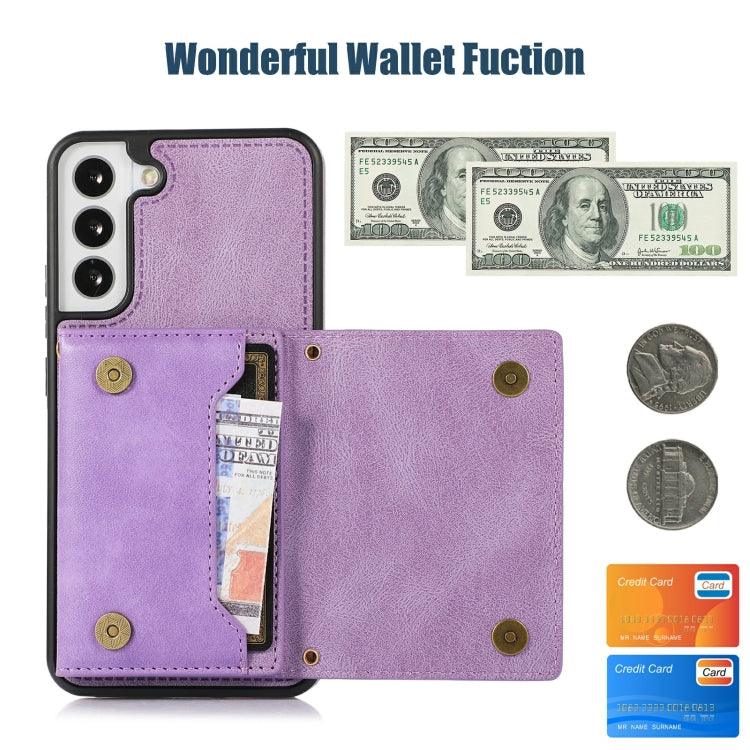 For Samsung Galaxy S21+ Three-fold RFID Leather Phone Case with Lanyard