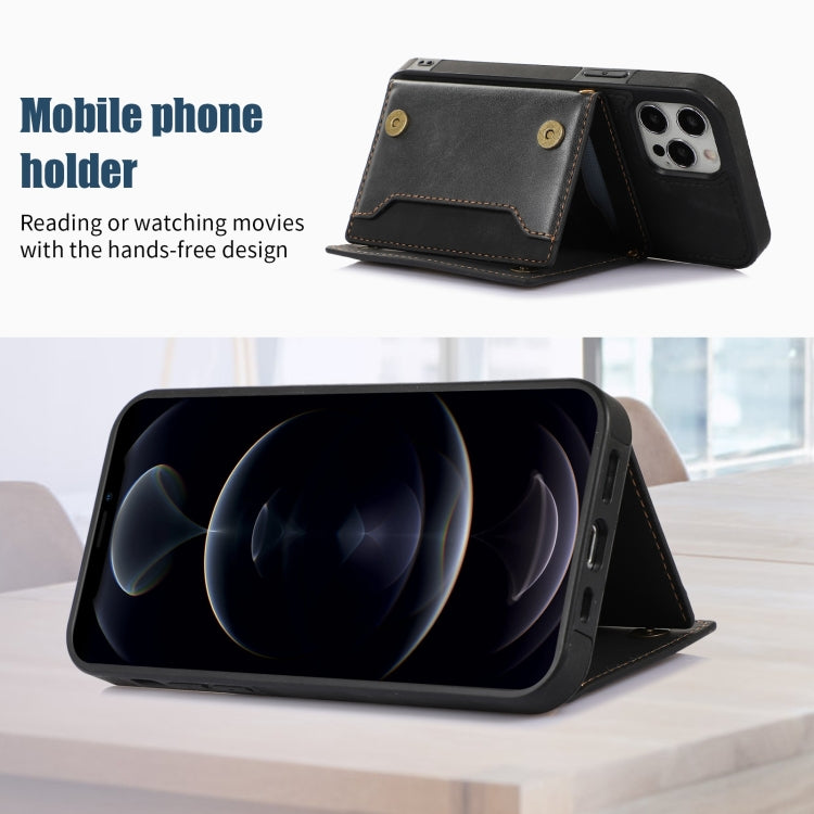 For iPhone 12 Pro Three-fold RFID Leather Phone Case with Lanyard
