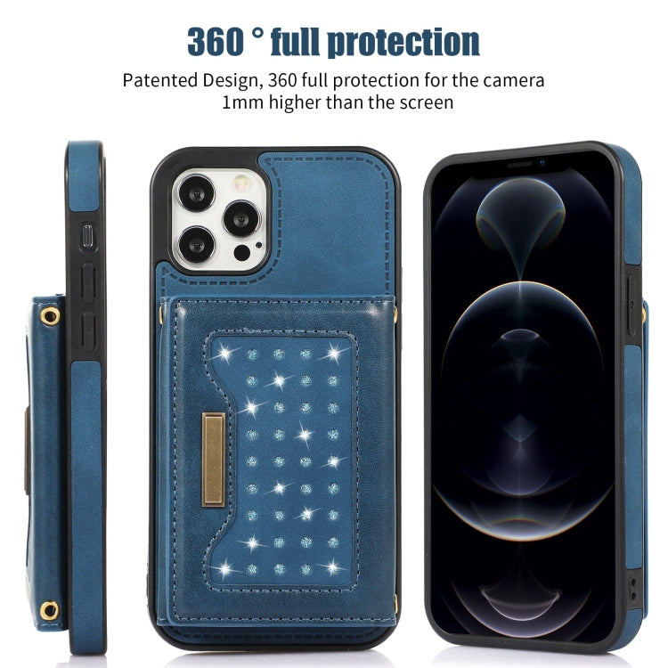 For iPhone 12 Pro Three-fold RFID Leather Phone Case with Lanyard