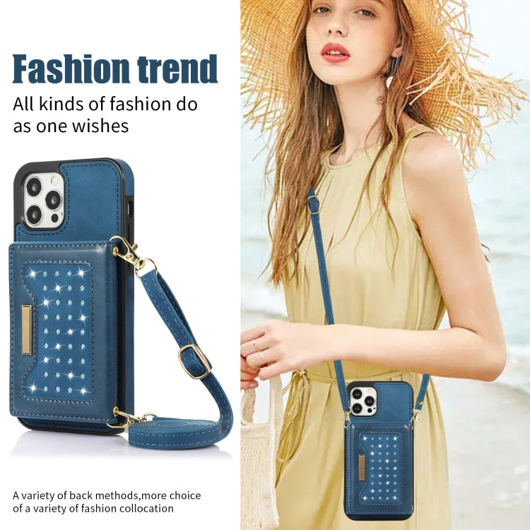 For iPhone 12 Pro Three-fold RFID Leather Phone Case with Lanyard