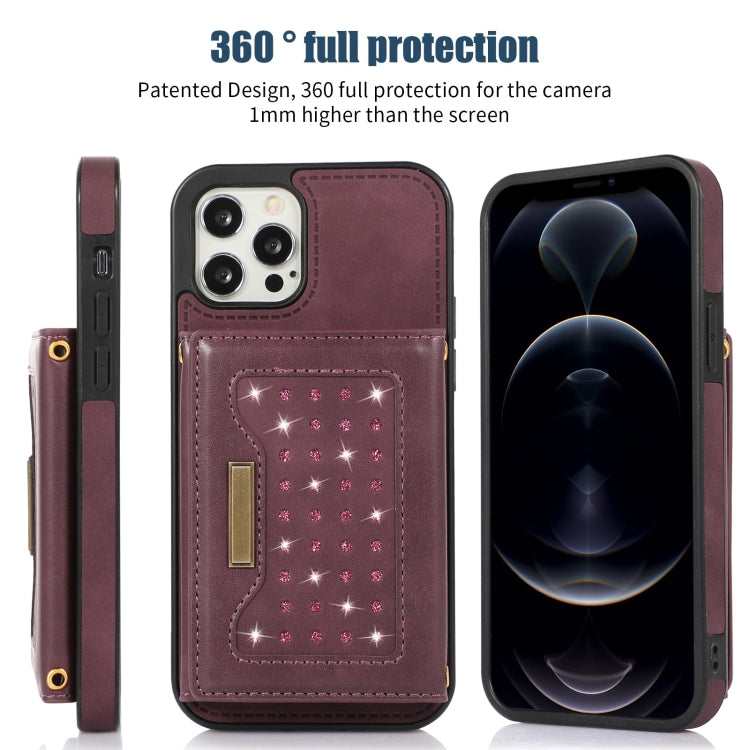 For iPhone 12 Pro Three-fold RFID Leather Phone Case with Lanyard