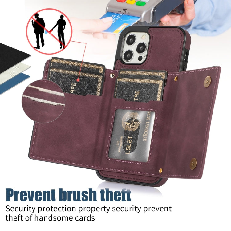 For iPhone 12 Pro Three-fold RFID Leather Phone Case with Lanyard
