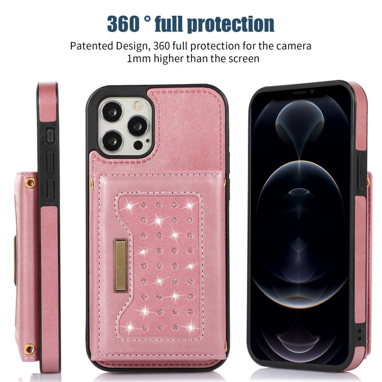 For iPhone 12 Pro Three-fold RFID Leather Phone Case with Lanyard