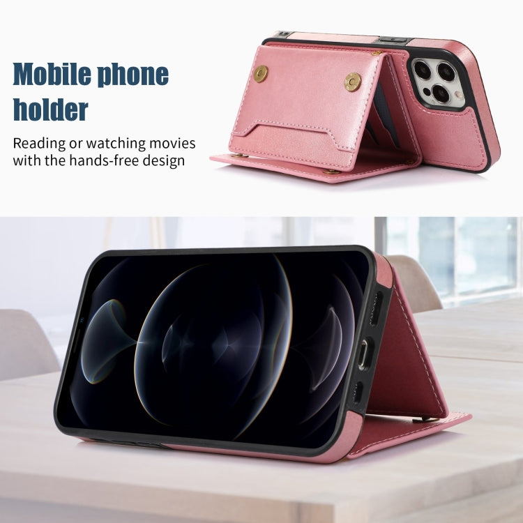 For iPhone 12 Pro Three-fold RFID Leather Phone Case with Lanyard