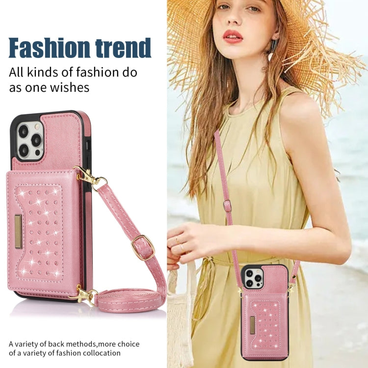 For iPhone 12 Pro Three-fold RFID Leather Phone Case with Lanyard