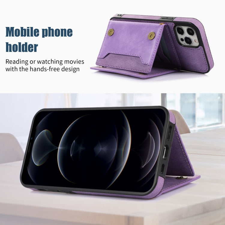 For iPhone 12 Pro Three-fold RFID Leather Phone Case with Lanyard