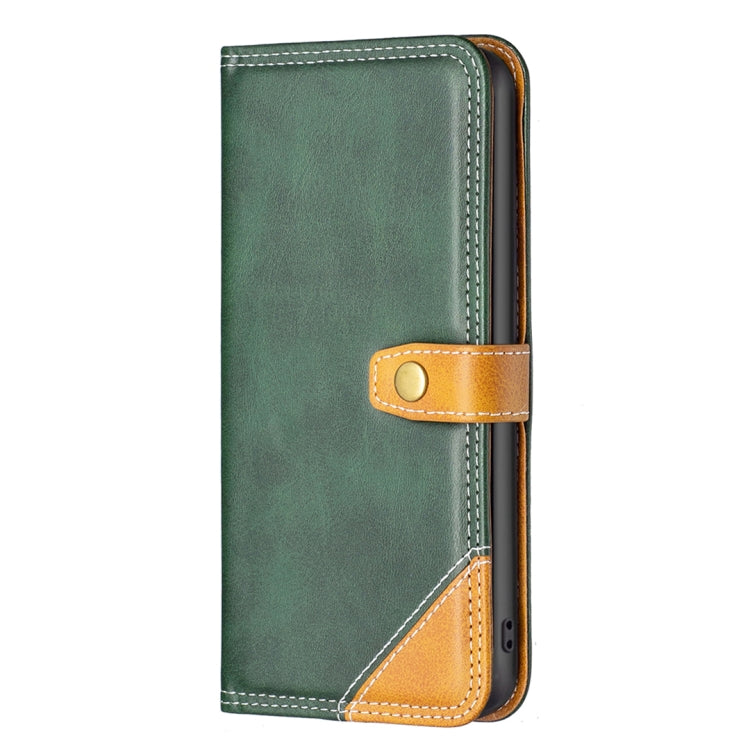 For OPPO A17 Color Matching Double Sewing Thread Leather Phone Case