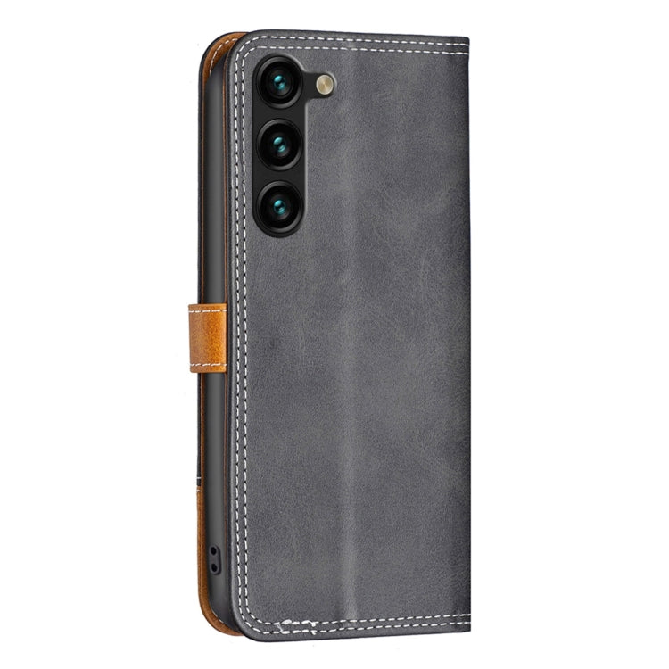 For Samsung Galaxy S23+ 5G Color Matching Double Sewing Thread Leather Phone Case