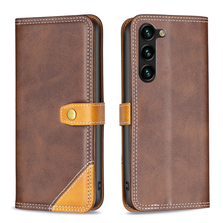 For Samsung Galaxy S23+ 5G Color Matching Double Sewing Thread Leather Phone Case