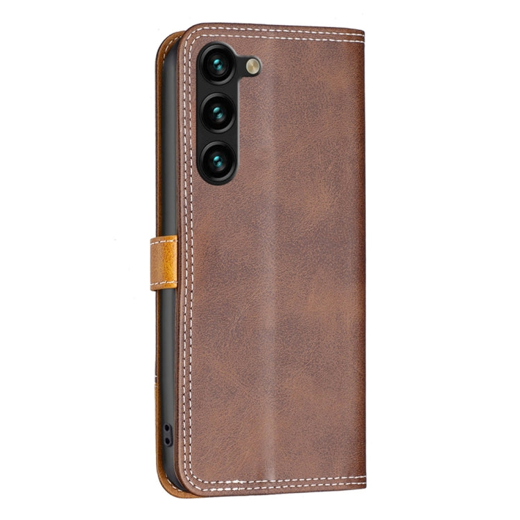 For Samsung Galaxy S23+ 5G Color Matching Double Sewing Thread Leather Phone Case