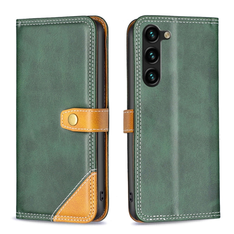 For Samsung Galaxy S23+ 5G Color Matching Double Sewing Thread Leather Phone Case