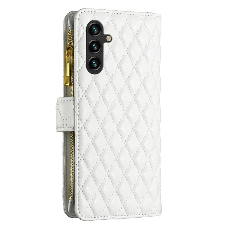 For Samsung Galaxy A14 5G Diamond Lattice Zipper Wallet Leather Flip Phone Case