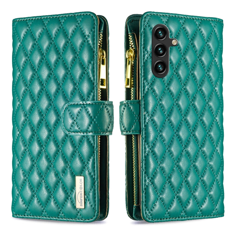 For Samsung Galaxy A14 5G Diamond Lattice Zipper Wallet Leather Flip Phone Case