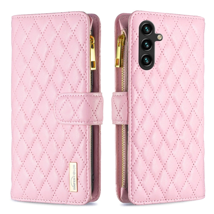 For Samsung Galaxy A14 5G Diamond Lattice Zipper Wallet Leather Flip Phone Case