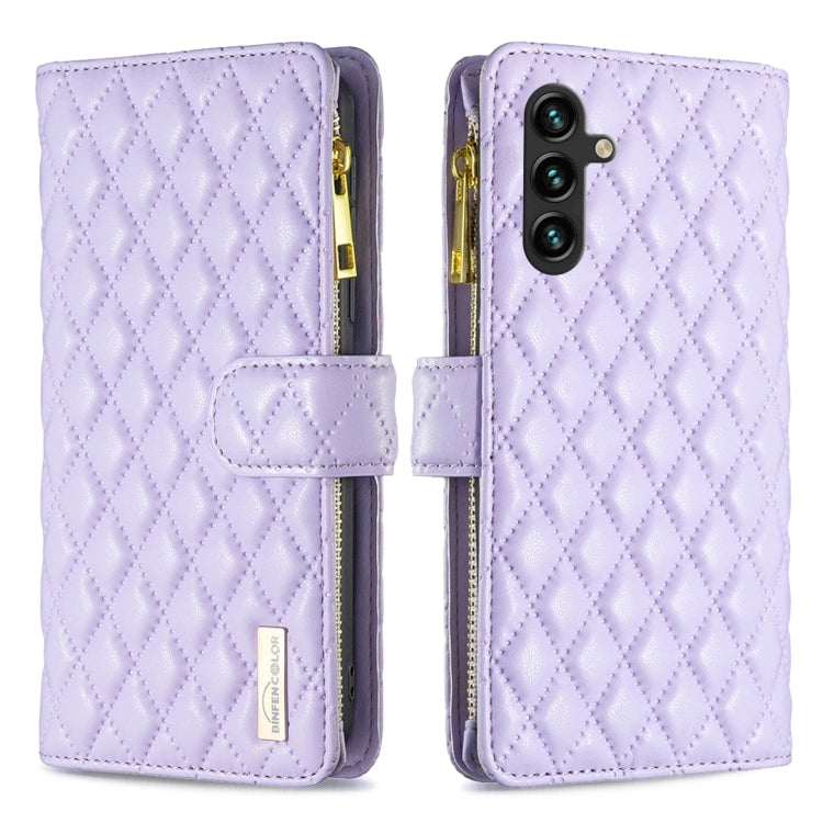 For Samsung Galaxy A14 5G Diamond Lattice Zipper Wallet Leather Flip Phone Case