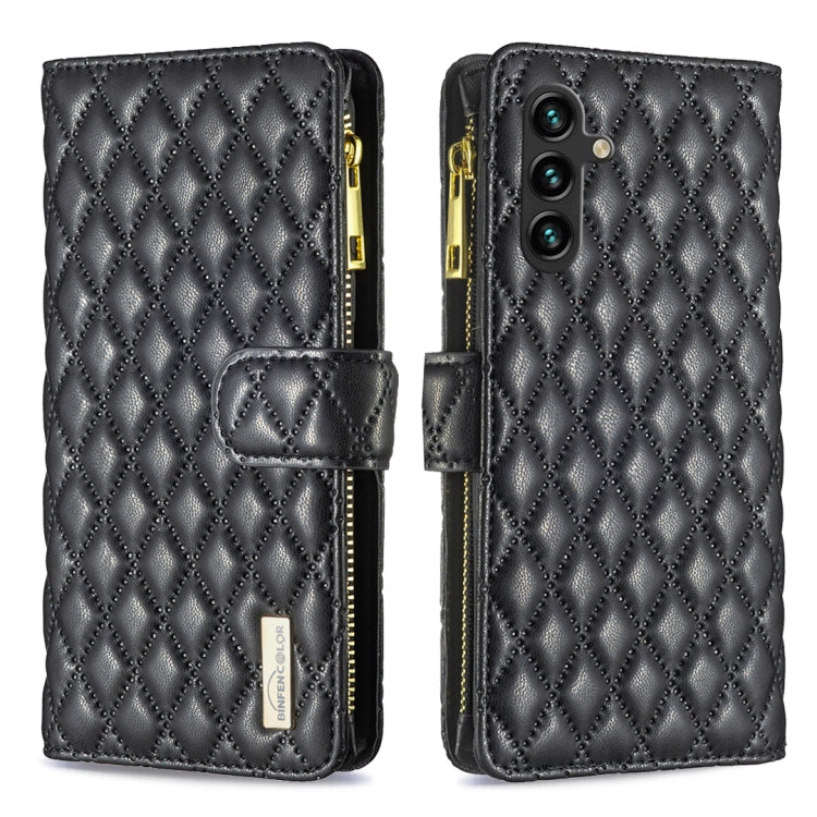 For Samsung Galaxy A14 5G Diamond Lattice Zipper Wallet Leather Flip Phone Case
