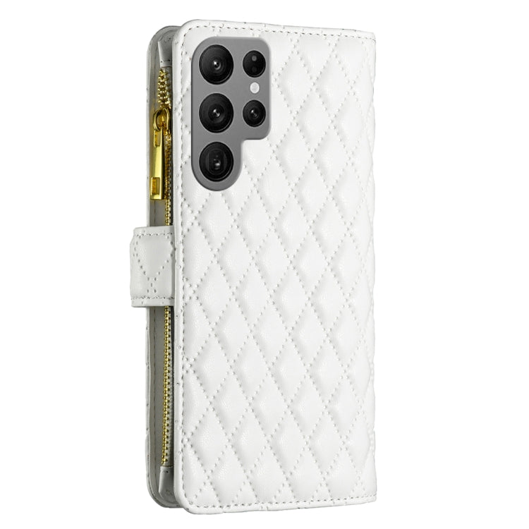 For Samsung Galaxy S23 Ultra 5G Diamond Lattice Zipper Wallet Leather Flip Phone Case