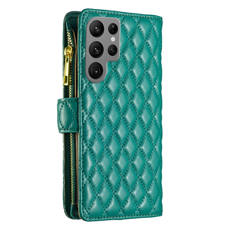 For Samsung Galaxy S23 Ultra 5G Diamond Lattice Zipper Wallet Leather Flip Phone Case