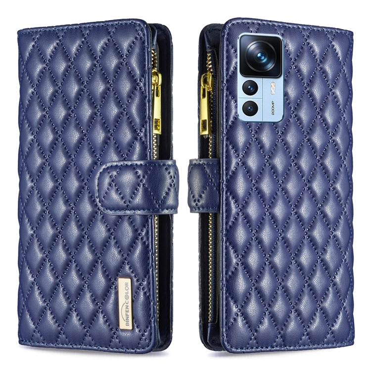 For Xiaomi 12T / 12T Pro / Redmi K50 Ultra Diamond Lattice Zipper Wallet Leather Flip Phone Case
