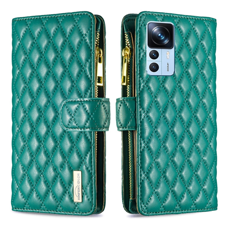 For Xiaomi 12T / 12T Pro / Redmi K50 Ultra Diamond Lattice Zipper Wallet Leather Flip Phone Case