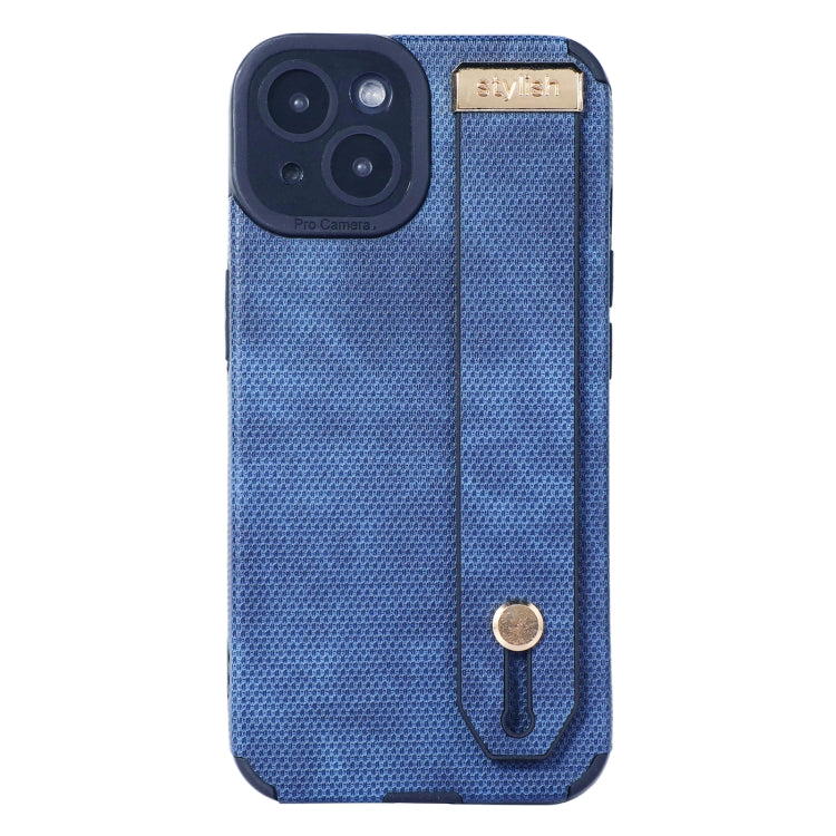 For iPhone 14 Plus Wrist Strap TPU Leather Phone Case