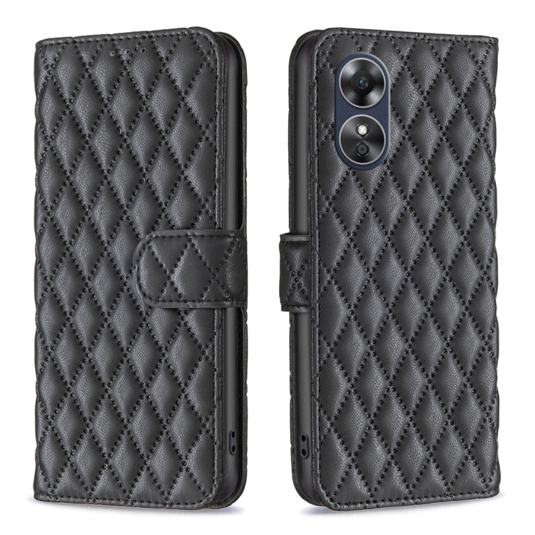 For OPPO A17 Diamond Lattice Wallet Leather Flip Phone Case