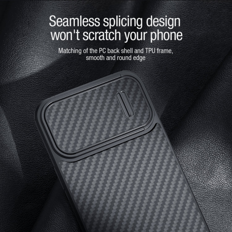 For iPhone 14 NILLKIN Synthetic Fiber Camshield Magnetic Phone Case(Black)