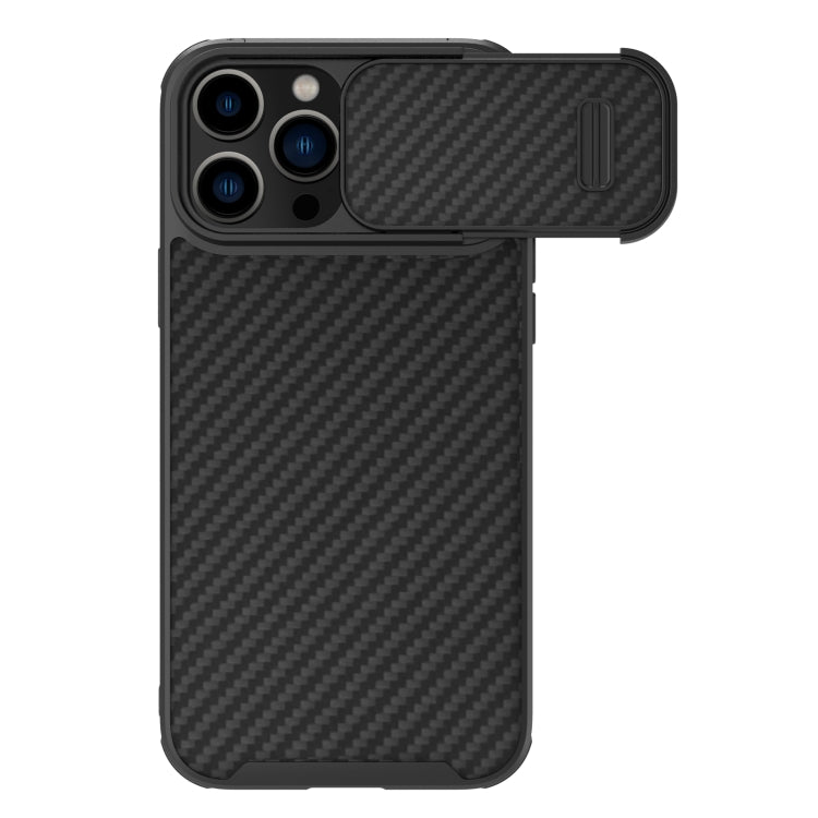 For iPhone 14 Pro Max NILLKIN Synthetic Fiber Camshield Magnetic Phone Case(Black)