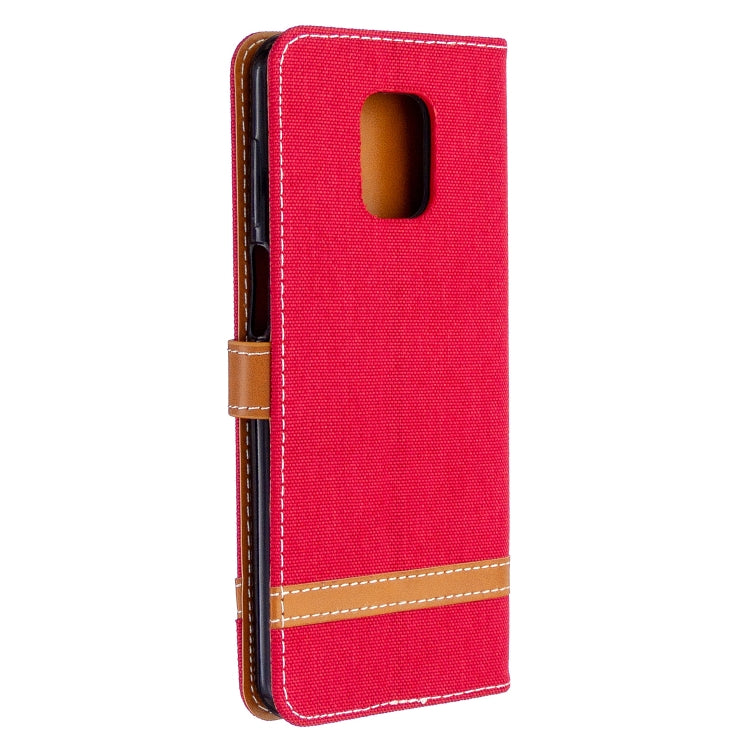 For Xiaomi Redmi Note 9S / Note 9 Pro / Note 9 Pro Max Color Matching Denim Texture Horizontal Flip Leather Case with Holder & Card Slots & Wallet & Lanyard