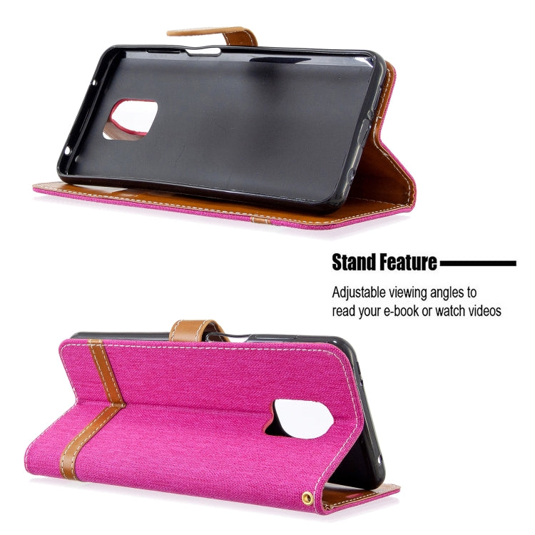 For Xiaomi Redmi Note 9S / Note 9 Pro / Note 9 Pro Max Color Matching Denim Texture Horizontal Flip Leather Case with Holder & Card Slots & Wallet & Lanyard