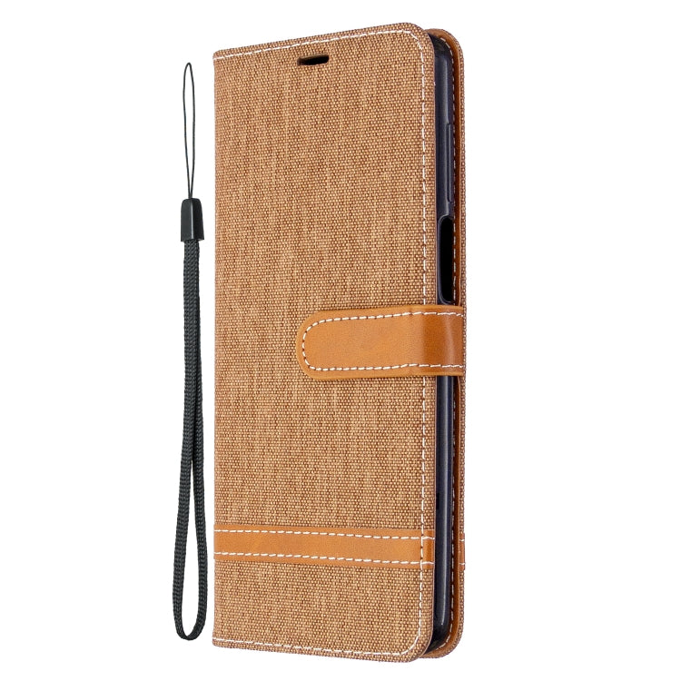 For Xiaomi Redmi Note 9S / Note 9 Pro / Note 9 Pro Max Color Matching Denim Texture Horizontal Flip Leather Case with Holder & Card Slots & Wallet & Lanyard