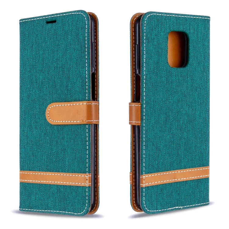 For Xiaomi Redmi Note 9S / Note 9 Pro / Note 9 Pro Max Color Matching Denim Texture Horizontal Flip Leather Case with Holder & Card Slots & Wallet & Lanyard