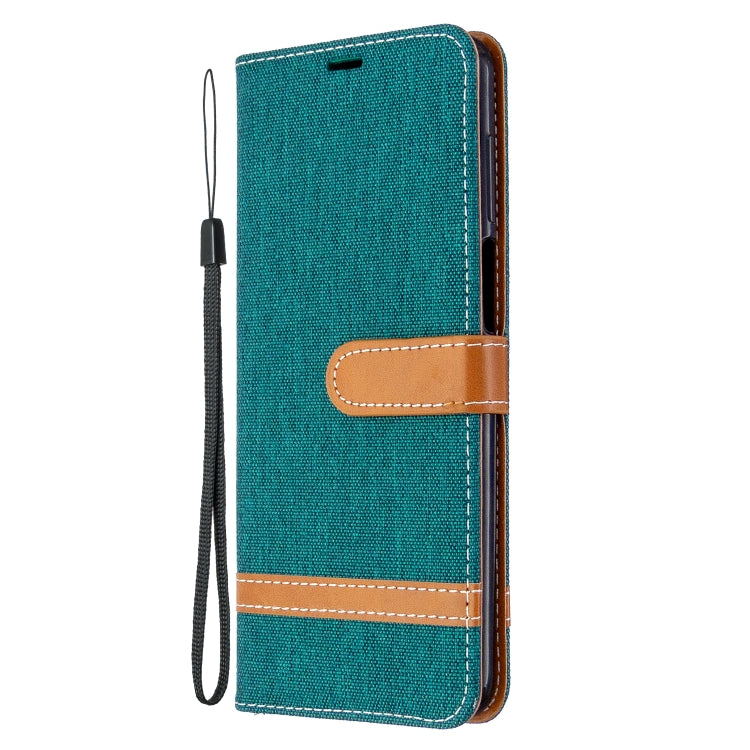 For Xiaomi Redmi Note 9S / Note 9 Pro / Note 9 Pro Max Color Matching Denim Texture Horizontal Flip Leather Case with Holder & Card Slots & Wallet & Lanyard