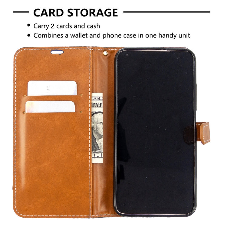 For Huawei P40 Lite Color Matching Denim Texture Horizontal Flip Leather Case with Holder & Card Slots & Wallet & Lanyard