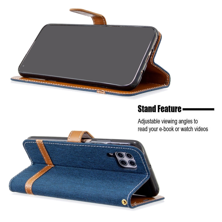 For Huawei P40 Lite Color Matching Denim Texture Horizontal Flip Leather Case with Holder & Card Slots & Wallet & Lanyard