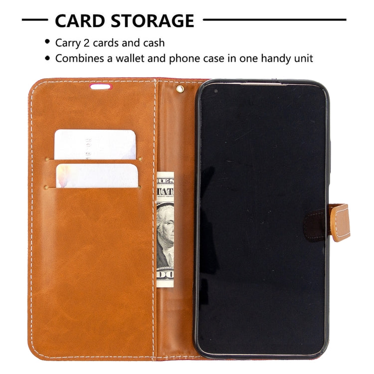 For Huawei P40 Lite Color Matching Denim Texture Horizontal Flip Leather Case with Holder & Card Slots & Wallet & Lanyard