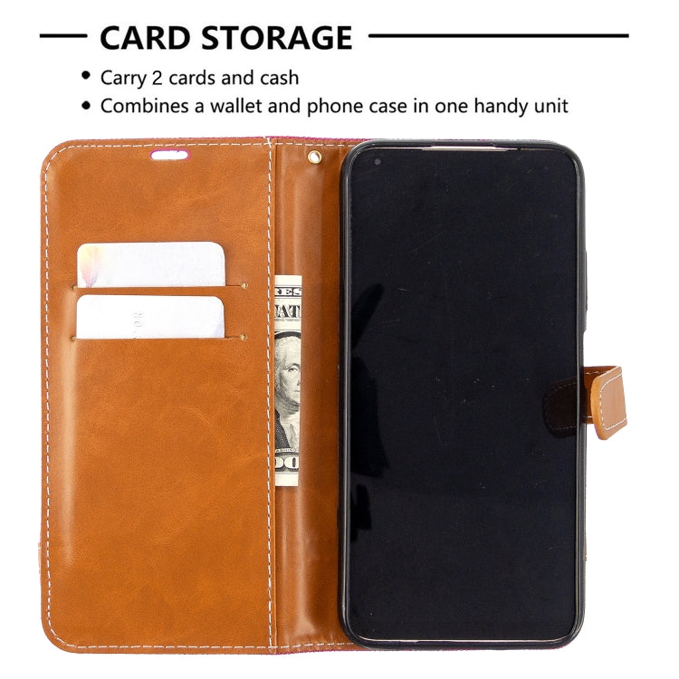 For Huawei P40 Lite Color Matching Denim Texture Horizontal Flip Leather Case with Holder & Card Slots & Wallet & Lanyard