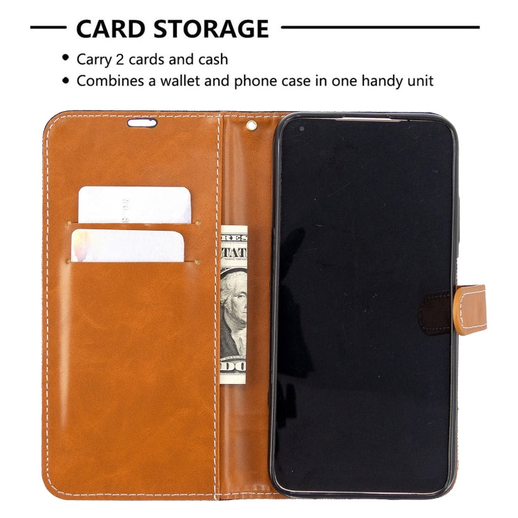 For Huawei P40 Lite Color Matching Denim Texture Horizontal Flip Leather Case with Holder & Card Slots & Wallet & Lanyard