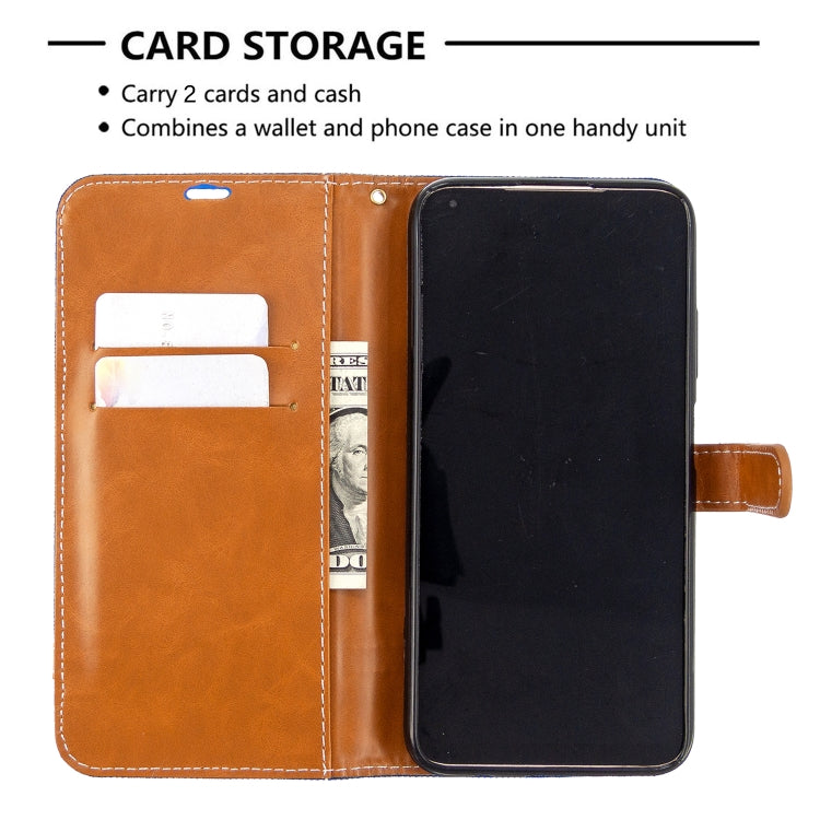 For Huawei P40 Lite Color Matching Denim Texture Horizontal Flip Leather Case with Holder & Card Slots & Wallet & Lanyard