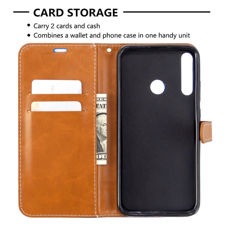 For Huawei P40 Lite E / Y7P Color Matching Denim Texture Horizontal Flip Leather Case with Holder & Card Slots & Wallet & Lanyard